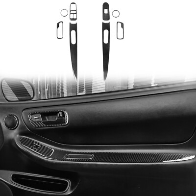 8Pcs For Acura Integra 1994-01 Interior Door Panel Cover Trim Real Carbon Fiber