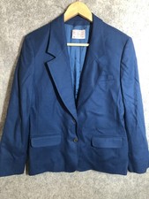Vintage Pendleton Blazer Womens 10 Petite Blue Wool Two Button Lined USA 80s
