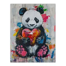 Cute Panda with Loveheart Street Art Graffiti Pop Wall Art Poster Print
