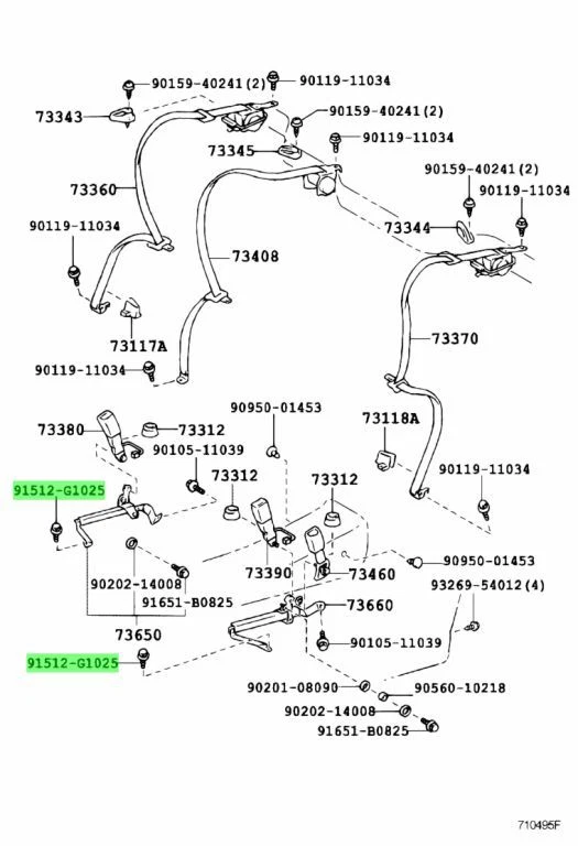 TOYOTA scion xa scionxb 4corredores correia e retrator parafuso superior genuíno JDM 91512-G - Imagem 3 de 4
