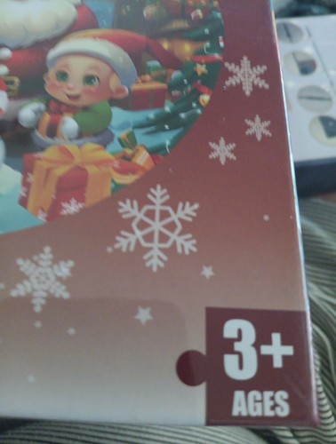 NUOVO puzzle natalizio rotondo Babbo Natale pupazzo di neve puzzle da pavimento giocattoli per bambini - Foto 4 di 5