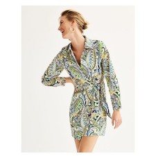 Intempo Womens Paisley Print Long Sleeve Wrap Shirt Dress XL