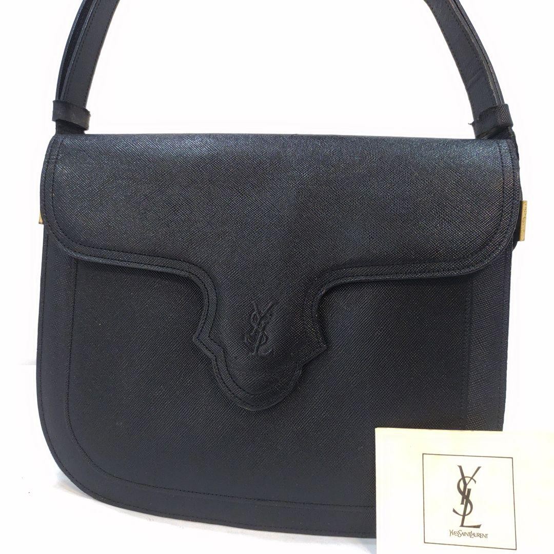 Yves Saint Laurent Black Saffiano Leather One Shoulder Crossbody Bag