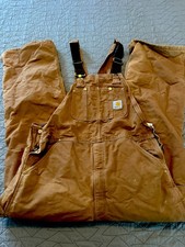 Vtg Carhartt Mens Relaxed Fit Brown Cotton Duck Bib Overalls 40x34 Insulated