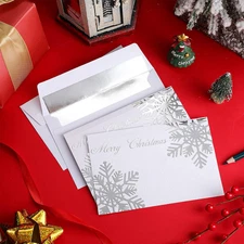 60 Pieces Christmas Cards with Foil Lined Envelope Set Snowflake Merry Christmas