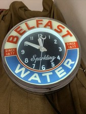 Vintage 50s Glo-dial Belfast Sparkling Water Neon Advertising Clock Working Vtg