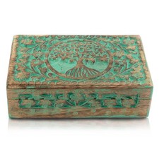 Handmade Decorative Tree of Life Wooden Jewelry Organizer - Keepsake Box, Tri...
