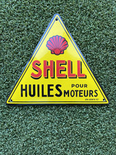FRENCH SHELL FOR MOTOR OIL  ENAMEL ON IRON SIGN