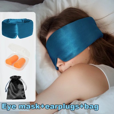Sleep EyeMask+Sponge Earplugs,Sleep Mask Adjustable Headband 