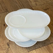 Federal Glass FEG31 Milk Glass Oval Plate Mid Century Dinerware USA set of 6
