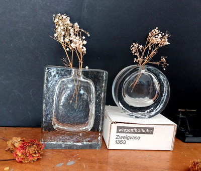 2 Wiesenthalhütte Vasen Minimalistische 70er Solifleur Zweigvase Blockvase OVP