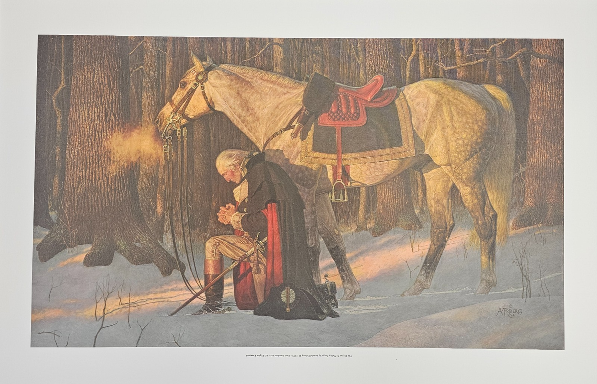 Arnold Feeth アーノルド・フィース シルクスクリーン 版画 Arnold Friberg PRAYER AT VALLEY FORGE, 19x32 Canvas, George