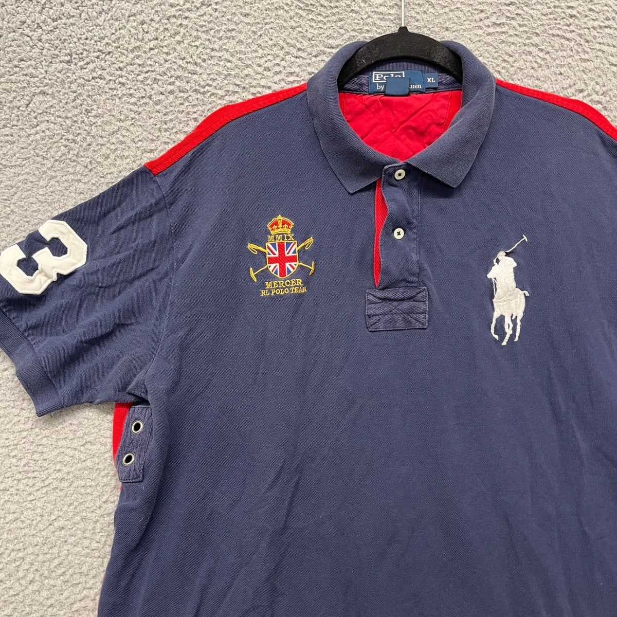 Polo Ralph Lauren Crest Shirt Big Pony Mens XL Blue Rugby Polo