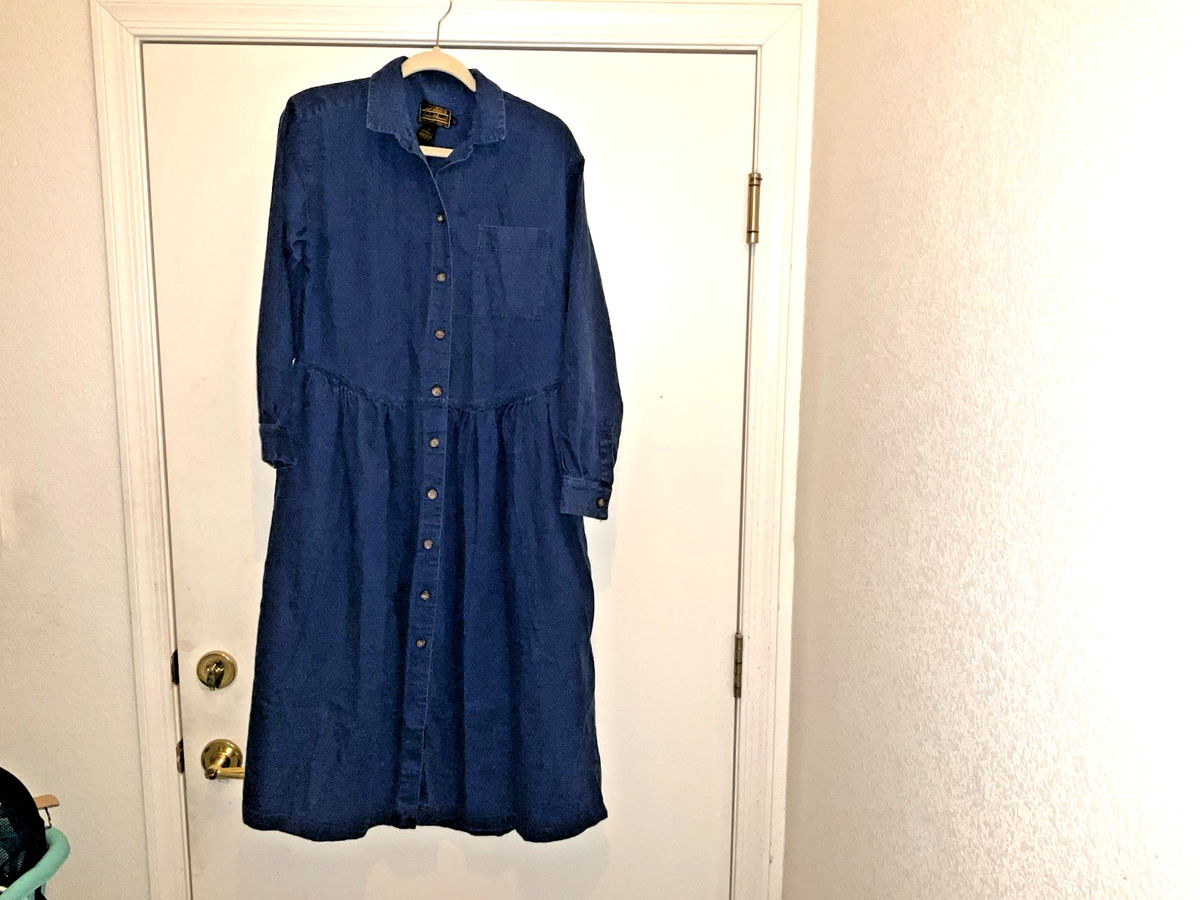 eddie bauer denim dress Flare Shirtdress S/M  OMNIA country concerts Vtg. Eddie Bauer Women's Sz.