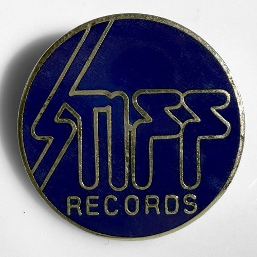 Vintage 70s STIFF RECORDS label industry promo badge enamel button cloisonne pin