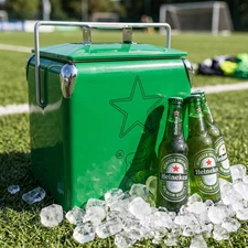 Heineken 14Qt Metal Ice Chest Football Tailgating Sports Game Day Beer Cooler