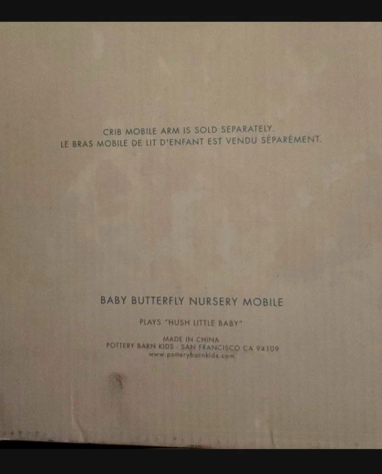 New Pottery Barn Crib Mobile Butterflies & Flower, Purple, Green, Yellow + Music - Image 3 of 4