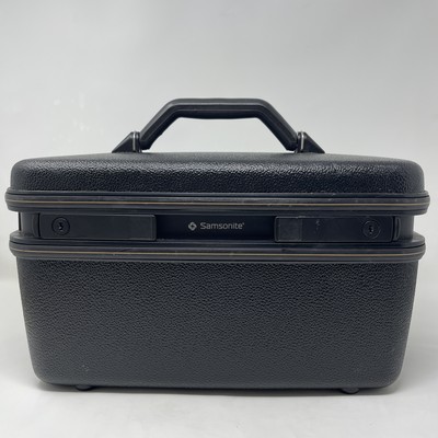 Vintage Samsonite Hard Shell Train Travel Carry On Black Luggage Box Voyage VTG