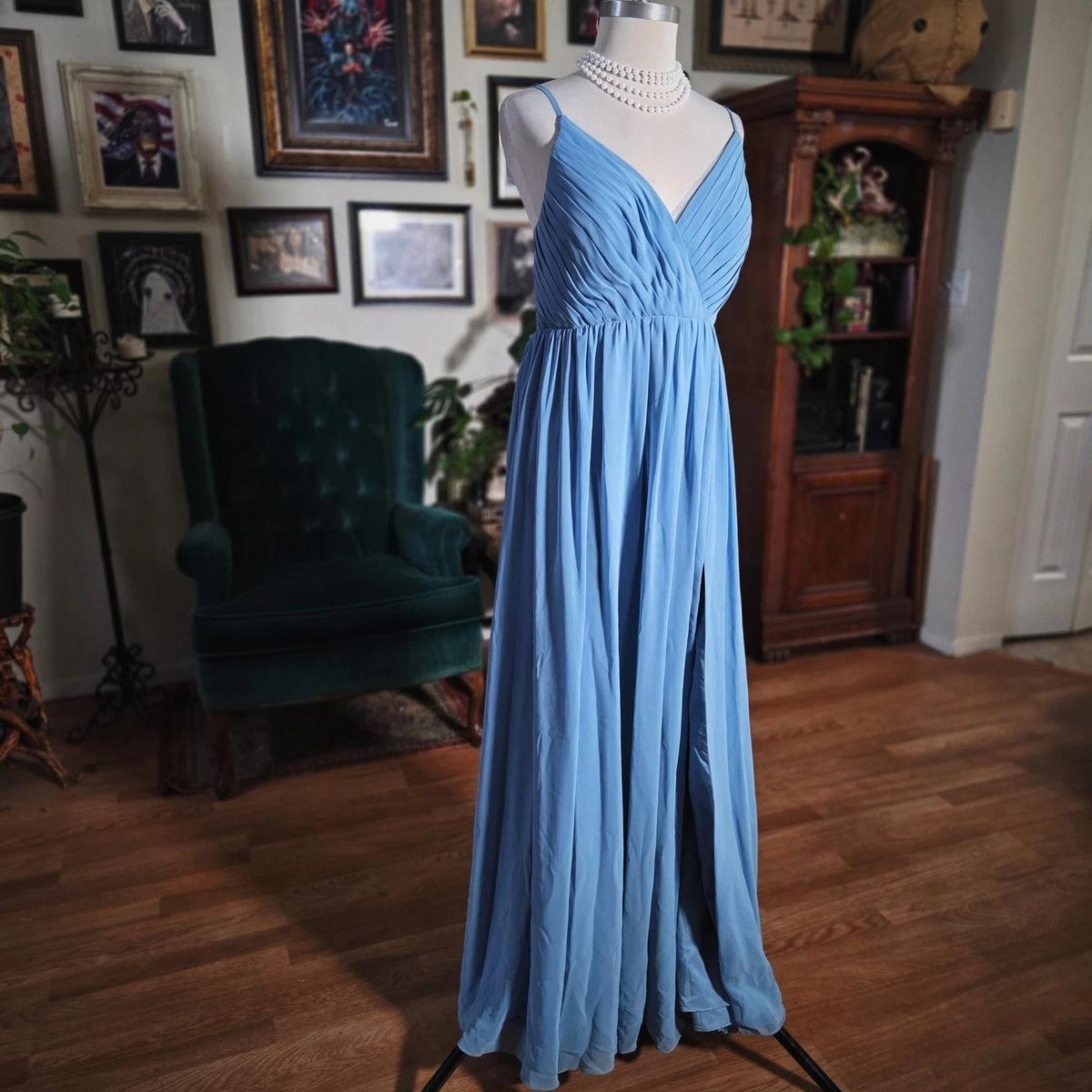 ebay blue bridesmaid dresses Chiffon Regular Size for sale Royal blue