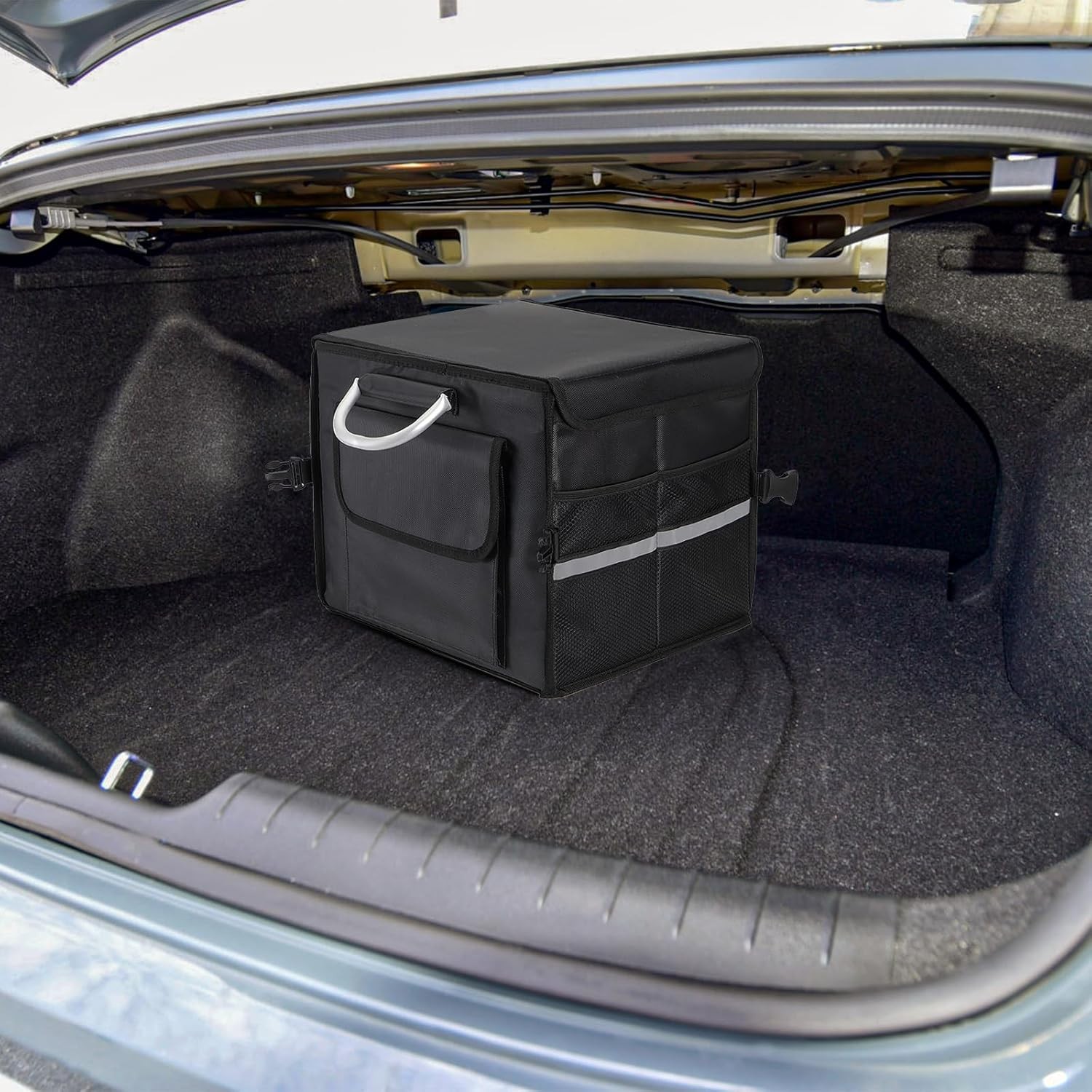 Frcctre Car Trunk Organizer With Lid, Small 28L Collapsible Black 