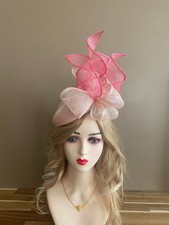 Pink Sinamay Kentucky Derby Fascinator: Bow  Ribbons