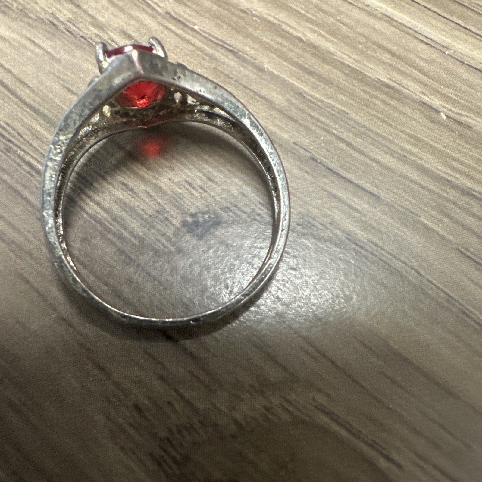 Oval Red Ruby Ring Delicate Solitaire Silver Sett… - image 6