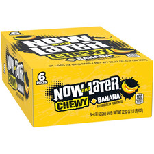 Now and Later Chewy Candy, Banana Flavor, 0.93 Ounce Bars Pack of 24