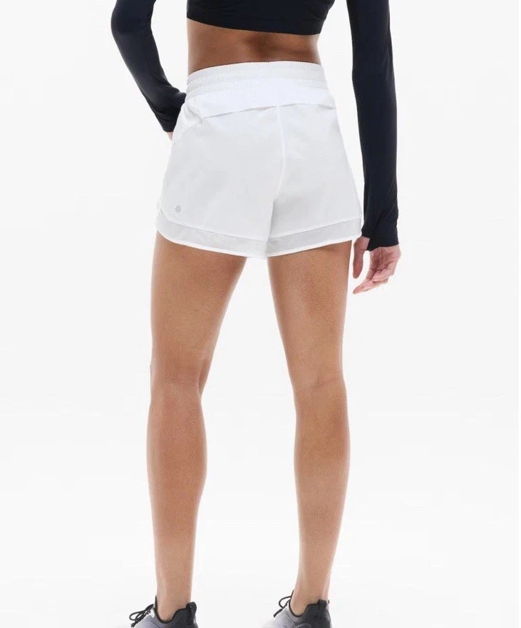 Athleta сетки гонщик запустить средний подъем короткий 4» с подкладкой отражательный молнии карман белый XXS - Изображение 3 из 4