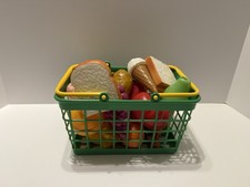 Childrens Toy Grocery Basket with Plastic Play Food 23 Pieces From 2006