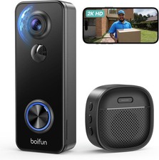 Video Doorbell Camera Wireless 180  Wide View, 2K HD, AI Human Detection, Chime