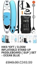 HIKS 10ft Inflatable Stand Up Paddle board Set Ocean Blue - Premium Drop Stitch