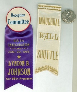 1965 Lyndon Johnson Political Inauguration Pinback Button & Ribbon Reception