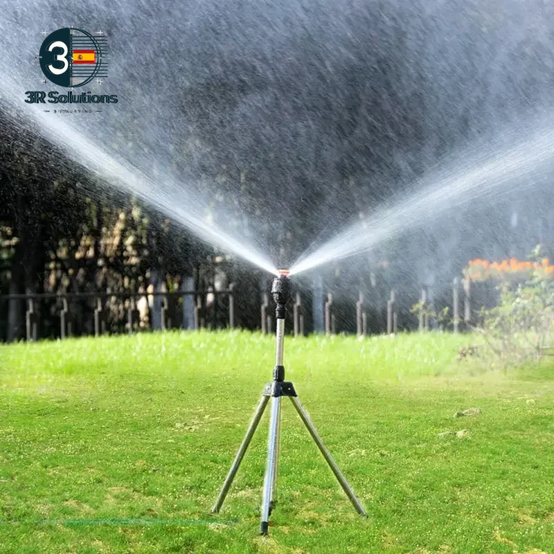 Aspersor Trípode Acero Riego Jardín 360° Automático - Imagen 3 de 4