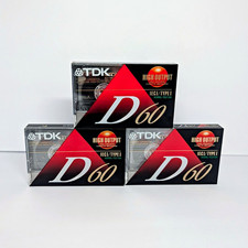 TDK D60 Blank Audio Cassette Tape 60 min High Output IEC I Type I 3 Tapes
