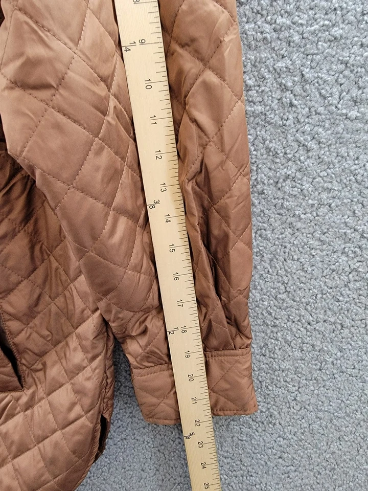 1 Chaqueta acolchada acolchada acolchada Sunset Lane para mujer 1X marrón bolsillos cierre a presión con botones Foto 4 de 4
