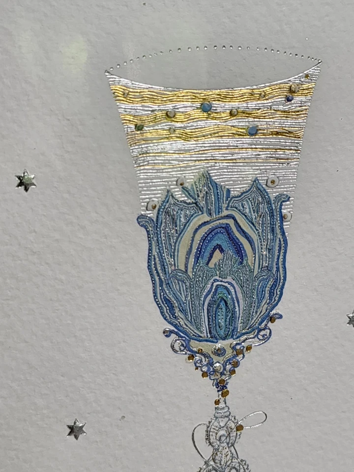 Tarjeta Mitzvá Papiro RARA Turnowsky Lámina Plata Recortada Cáliz Estrella Bar Foto 2 de 4