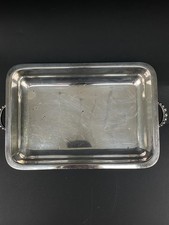 Taca vintage posrebrzana 25,5cm | uchwyty z perłowymi krawędziami | miska do serwowania srebrny wygląd