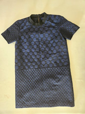 Pristine Madewell Dotset Shift Dress XS Navy Blue PolkaDot Textured Short Sleeve