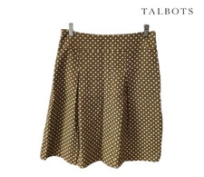 TALBOTS Lattice Trellis Print Skirt Size 8 Women s Box Pleat Skirt Brown Cream
