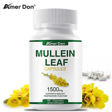 Mullein Leaf Capsules 1500mg - Support Lung Cleanse Respiratory Health Vegan