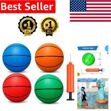4 Pack 6-Inch PVC Mini Basketballs for Indoor & Outdoor Play with Pump