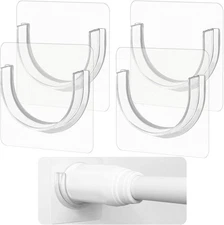 4 Pack Shower Rod Holder with Strong Adhesive, No Drilling Shower Curtain Rod Ho