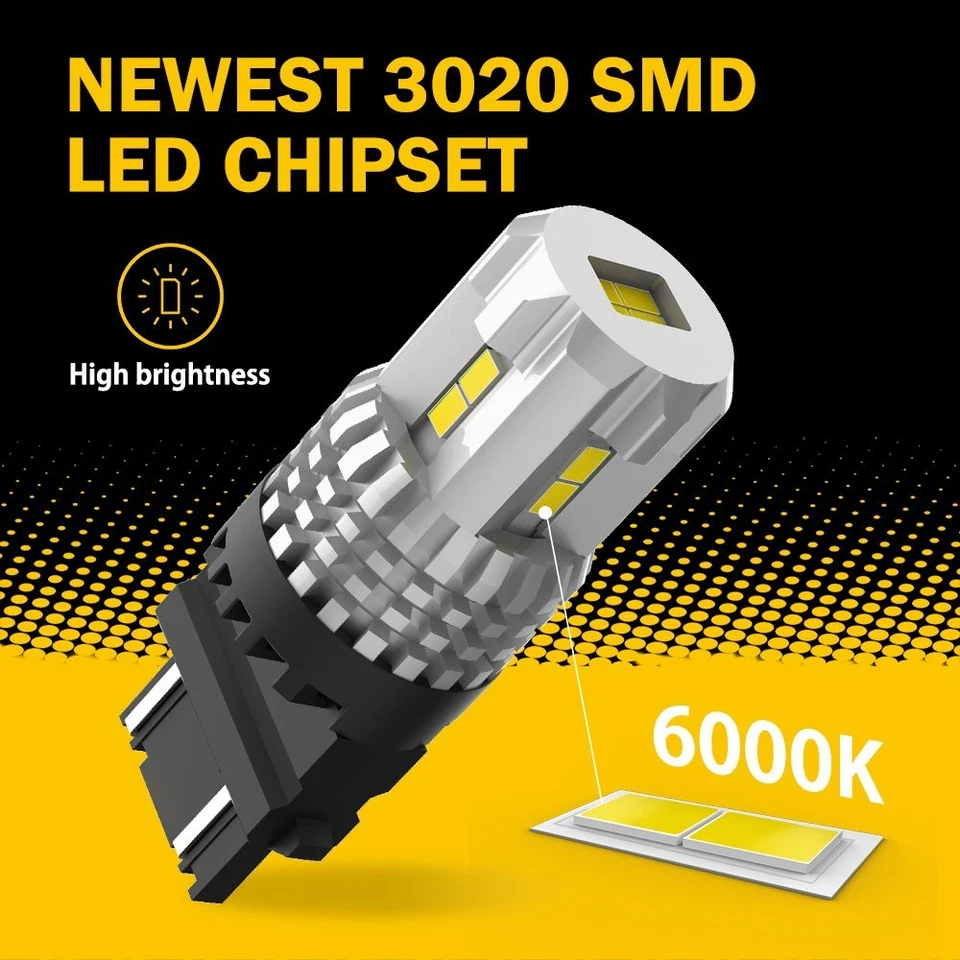 AUXITO 3156 LED Luz de señal de giro de freno inverso 3057 4157 Bombilla 3157 6000K Blanco Foto 3 de 4