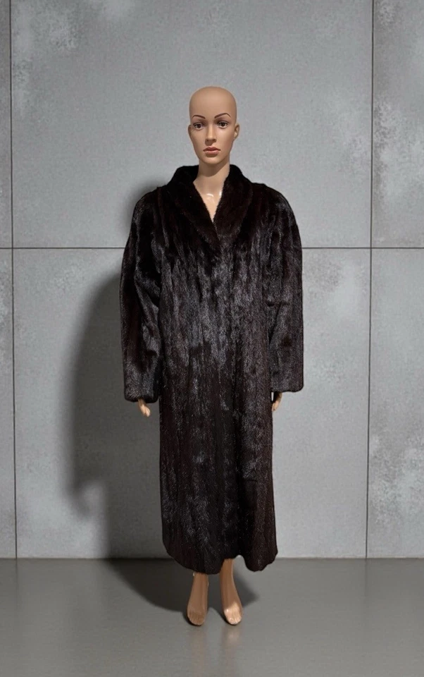 Abrigo de piel de visón BLACKGLAMA vintage para dama longitud completa 12-14 Foto 2 de 4