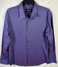 Bogosse Men  s XL Blue Red Geometric Dress Shirt Made in Turkey Designer