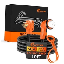 50 Amp RV Extension Cord 10 ft, Heavy Duty 6/3+8/1 SJTW AWG RV Power Cord 10FT