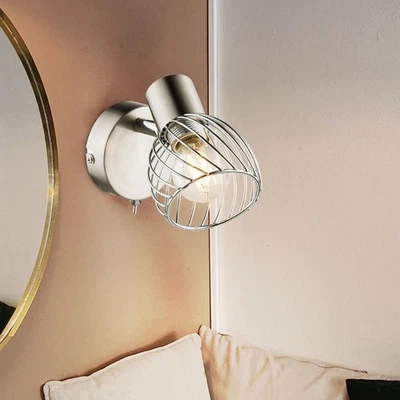 Käfig Design Wand Leuchte Wohn Zimmer Lese Spot Lampe Chrom Strahler beweglich - Bild 1 von 4