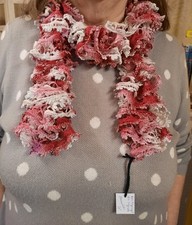 Schal, Schmuckschal  aus "Fiorentino" von ONline gestrickt,Mischgarn, rosa-weiss