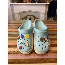 CROCS Crocband II Women's Size 10 Mens 8 Ice Blue White Clog w/ Jibbits