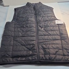 Black Quilted Puffer Vest Polyester Unisex Size L Workwear BJP004